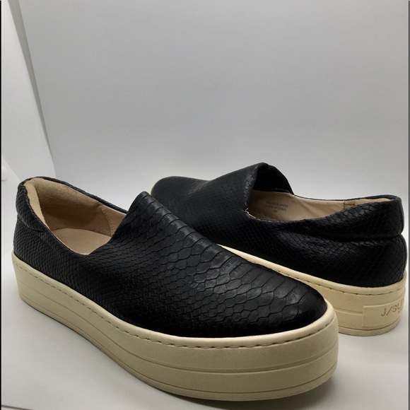 J/Slides Black Snake Skin Platform Slip-On Sneakers (ME) - Picture 3 of 6